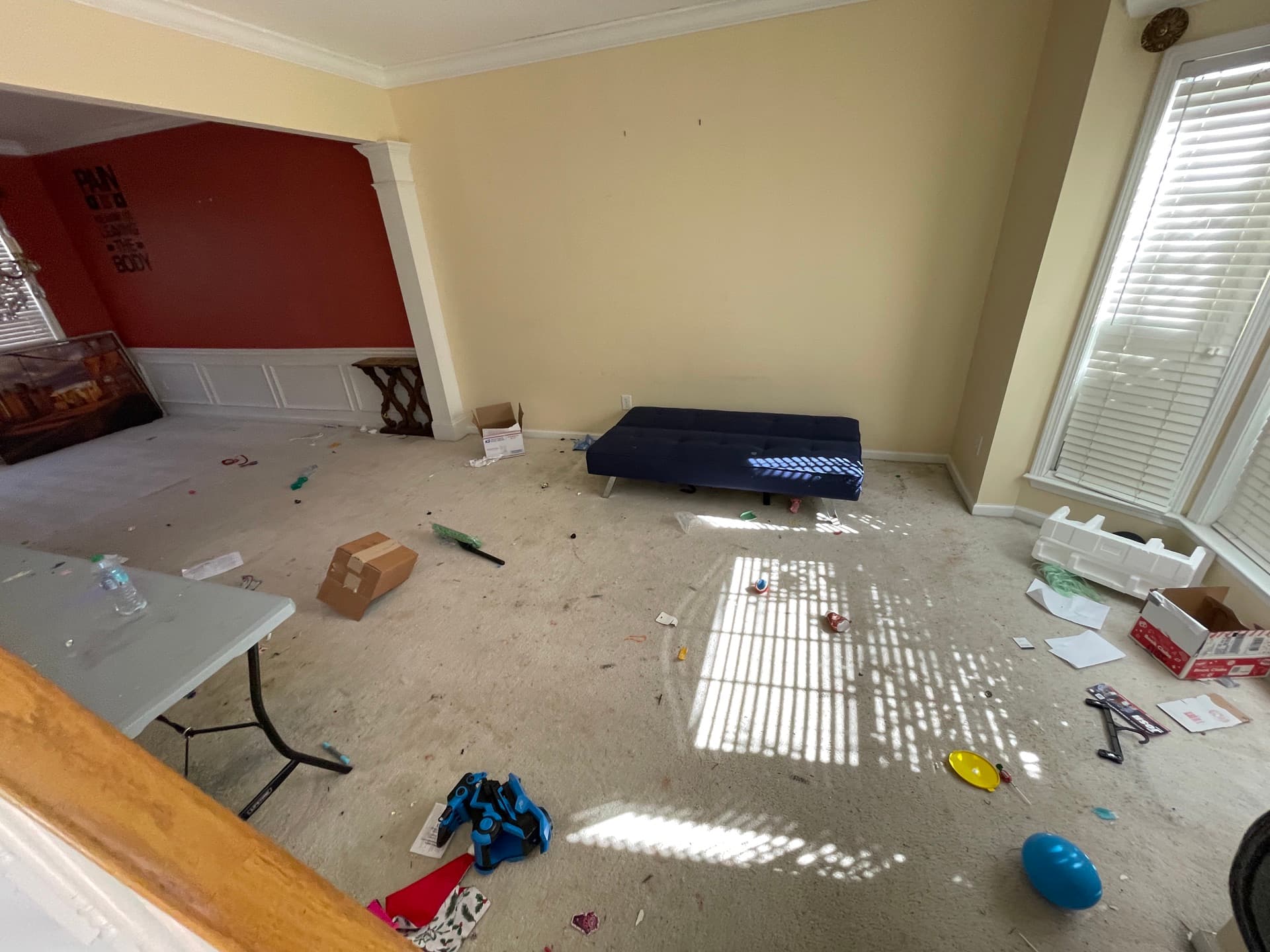 Living area cleanout transformation in North Metro Atlanta before cleaning